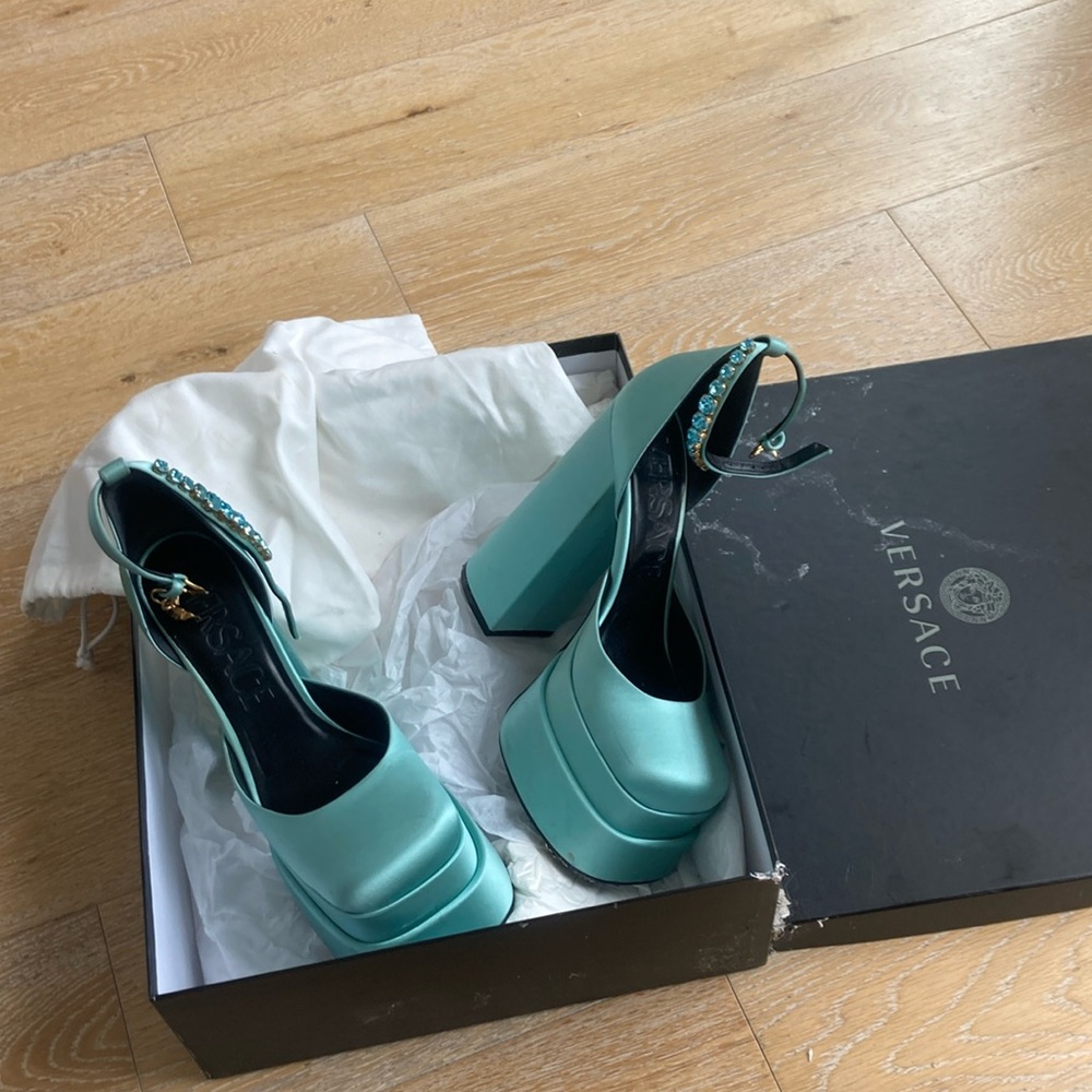 Versace Women's Platform Heels in Aqua